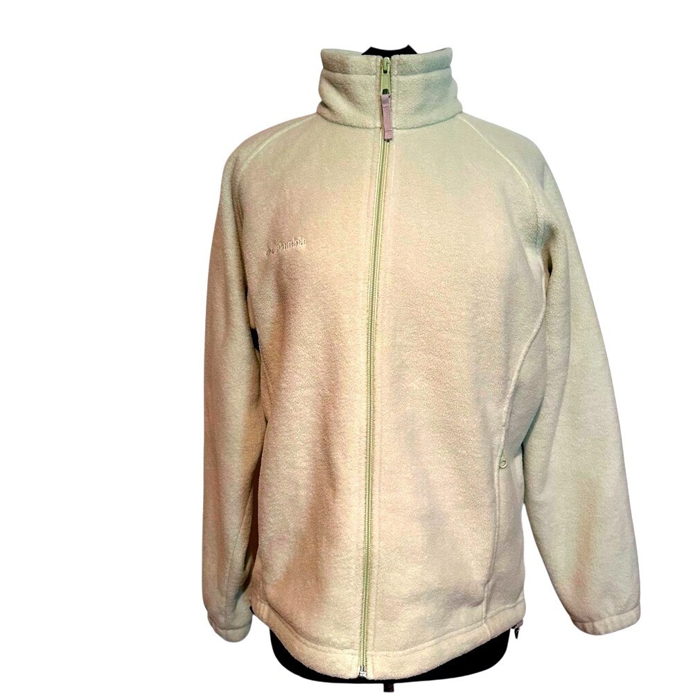 Columbia sherbet lime‎ green fuzzy fleece jacket, size L